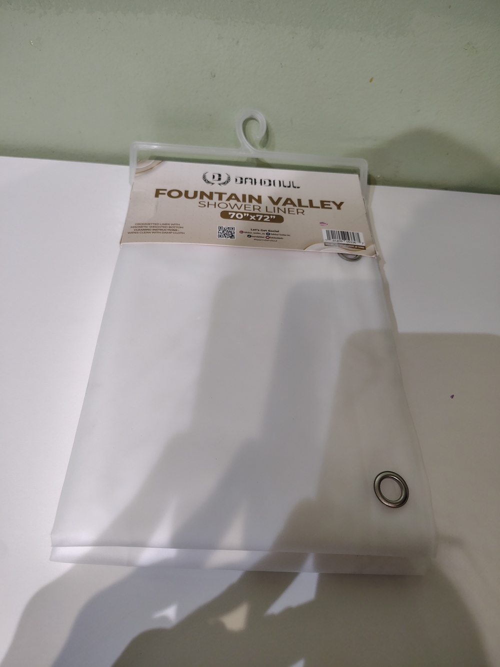 NWT Fountain Valley Shower Curtain Liner White Bathroom New 70x72 Inches Silver
